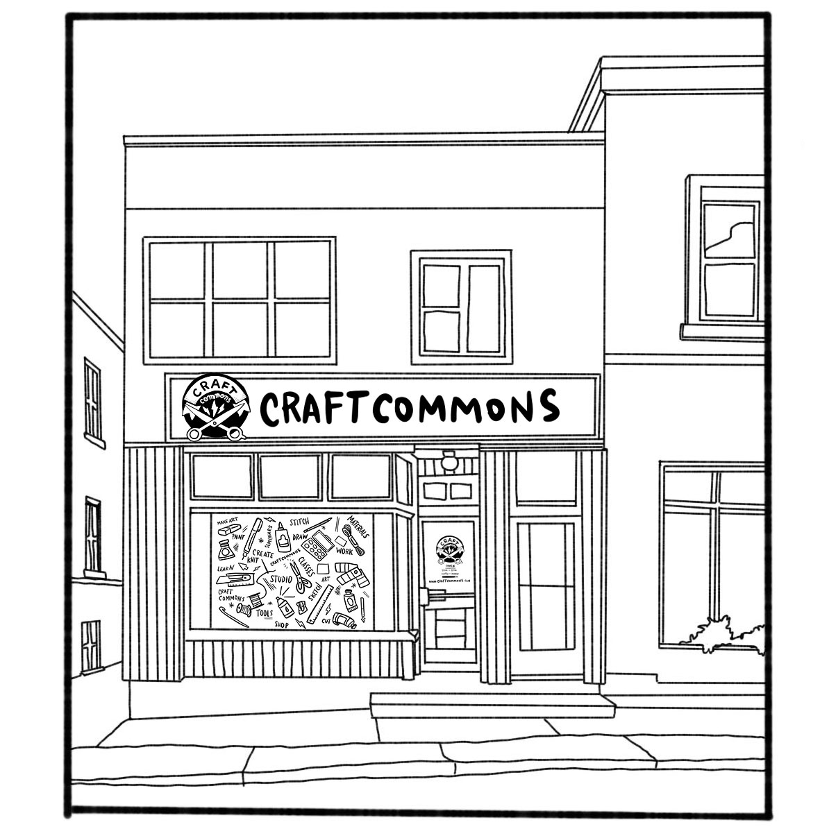 Illustrated mockup of the Craft Commons storefront