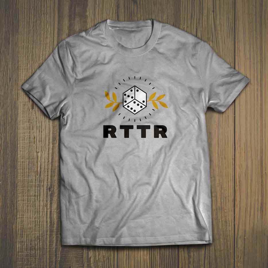 Image of the new RTTR logo applied to a t-shirt